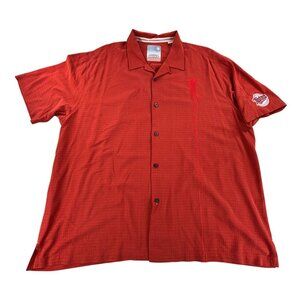 Tommy Bahama Twins Baseball Silk Shirt Mens 3XL Red Short Sleeve Button-Up